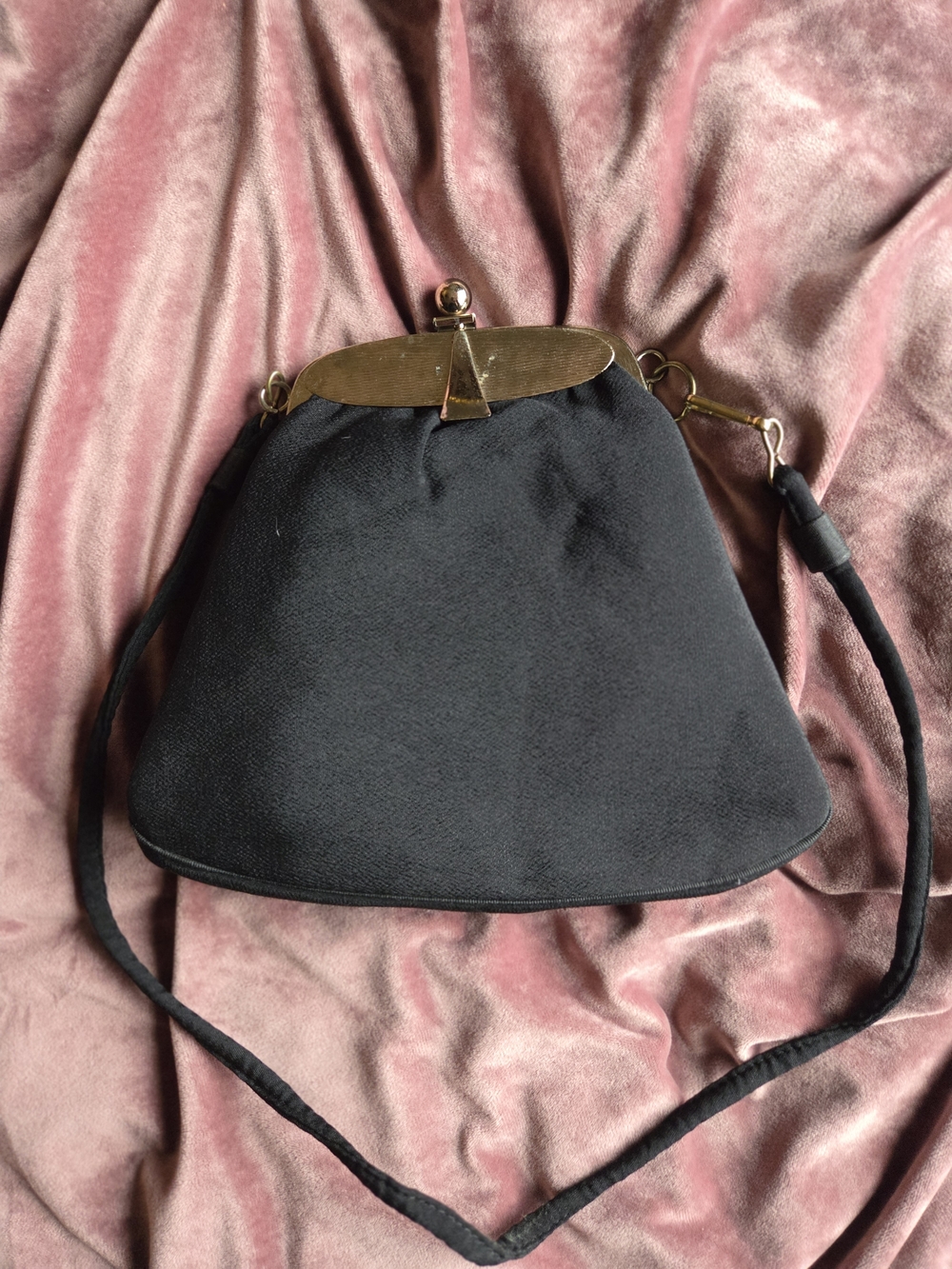 Vintage Black Evening Bag/Crossbody, likely dating from the 1940s to the 1960s!